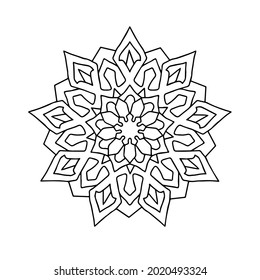 Arte de Mandala diseño de vector blanco negro para libro de colorido arabesco