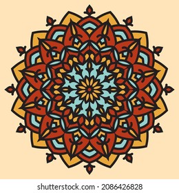 mandala art boho style abstract flower vintage color vector design element