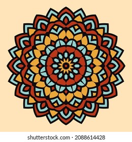 mandala art boho style abstract flower vintage color decorative vector design element
