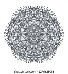 mandala art circle intricate line art black and white flower