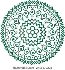 mandala art circle ornament with single color Indian style