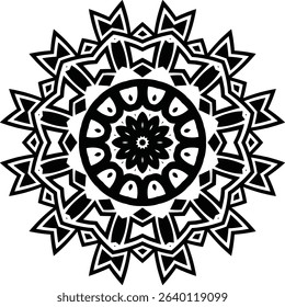 Mandala Art Circular Pattern in Form of Mandala With Flower for Henna, Mehndi, Tattoo, Decoration Decorative Ornament in Ethnic Oriental Style.