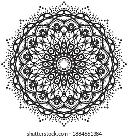 mandala art circular pattern ornament decoration for meditation poster, adult coloring book.Circular Flower Mandala with vintage floral style, Beautiful lined design in vintage
