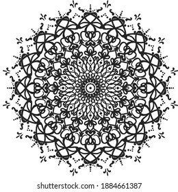 mandala art circular pattern ornament decoration for meditation poster, adult coloring book.Circular Flower Mandala with vintage floral style, Beautiful lined design in vintage