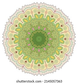 Mandala art with colorful geometric pattern. Vector illustration.