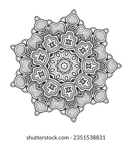 Mandala Art for coloring book. Clean Decorative round ornament. Oriental pattern, Vector illustration Coloring book page. Circular pattern in form of mandala for Henna, Mehndi, tattoo, decoration.
