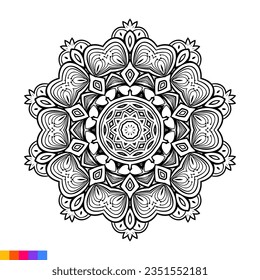 Mandala Art for coloring book. Clean Decorative round ornament. Oriental pattern, Vector illustration Coloring book page. Circular pattern in form of mandala for Henna, Mehndi, tattoo, decoration.