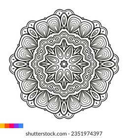 Mandala Art for coloring book. Clean Decorative round ornament. Oriental pattern, Vector illustration Coloring book page. Circular pattern in form of mandala for Henna, Mehndi, tattoo, decoration.