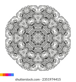 Mandala Art for coloring book. Clean Decorative round ornament. Oriental pattern, Vector illustration Coloring book page. Circular pattern in form of mandala for Henna, Mehndi, tattoo, decoration.