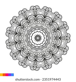 Mandala Art for coloring book. Clean Decorative round ornament. Oriental pattern, Vector illustration Coloring book page. Circular pattern in form of mandala for Henna, Mehndi, tattoo, decoration.