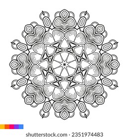 Mandala Art for coloring book. Clean Decorative round ornament. Oriental pattern, Vector illustration Coloring book page. Circular pattern in form of mandala for Henna, Mehndi, tattoo, decoration.