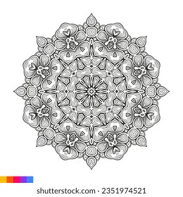 Mandala Art for coloring book. Clean Decorative round ornament. Oriental pattern, Vector illustration Coloring book page. Circular pattern in form of mandala for Henna, Mehndi, tattoo, decoration.
