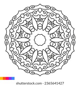 Mandala Art for Coloring Book. Clean Decorative round ornament. Oriental pattern, Vector illustration Coloring book page. Circular pattern in form of mandala for Henna, Mehndi, tattoo, decoration.