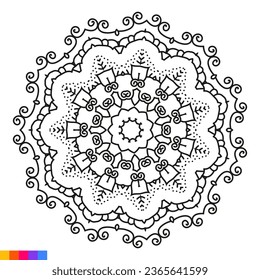 Mandala Art for Coloring Book. Clean Decorative round ornament. Oriental pattern, Vector illustration Coloring book page. Circular pattern in form of mandala for Henna, Mehndi, tattoo, decoration.