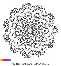 Mandala Art for Coloring Book. Clean Decorative round ornament. Oriental pattern, Vector illustration Coloring book page. Circular pattern in form of mandala for Henna, Mehndi, tattoo, decoration.