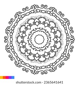 Mandala Art for Coloring Book. Clean Decorative round ornament. Oriental pattern, Vector illustration Coloring book page. Circular pattern in form of mandala for Henna, Mehndi, tattoo, decoration.