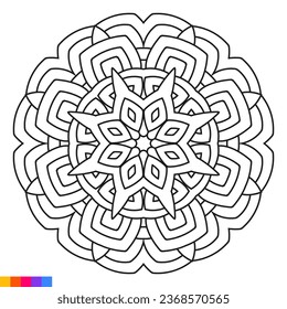 Mandala Art for Coloring Book. Clean Decorative round ornament. Oriental pattern, Vector illustration Coloring book page. Circular pattern in form of mandala for Henna, Mehndi, tattoo, decoration.