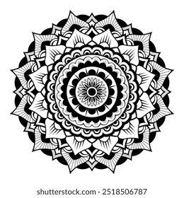 mandala art for coloring book page design. Oriental circle floral vector mandala for business and religion  presentation. black  and white design.