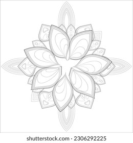 Mandala art for coloring book and art therapy. Doodle vector of flowers for coloring sheet for every age