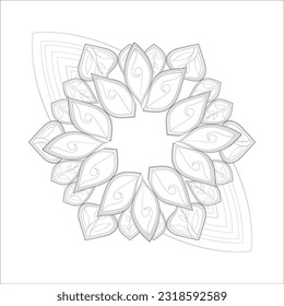 Mandala art for coloring book and art therapy. Doodle vector of flowers for coloring sheet for every age