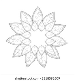 Mandala art for coloring book and art therapy. Doodle vector of flowers for coloring sheet for every age