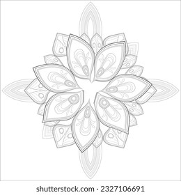 Mandala art for coloring book and art therapy. Doodle vector of flowers for coloring sheet for every age.