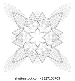 Mandala art for coloring book and art therapy. Doodle vector of flowers for coloring sheet for every age.