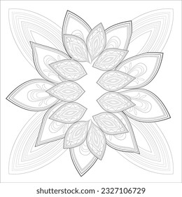 Mandala art for coloring book and art therapy. Doodle vector of flowers for coloring sheet for every age.