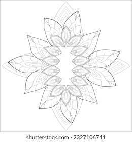 Mandala art for coloring book and art therapy. Doodle vector of flowers for coloring sheet for every age.