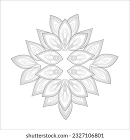 Mandala art for coloring book and art therapy. Doodle vector of flowers for coloring sheet for every age.