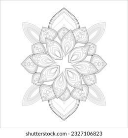 Mandala art for coloring book and art therapy. Doodle vector of flowers for coloring sheet for every age.