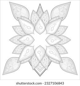 Mandala art for coloring book and art therapy. Doodle vector of flowers for coloring sheet for every age.