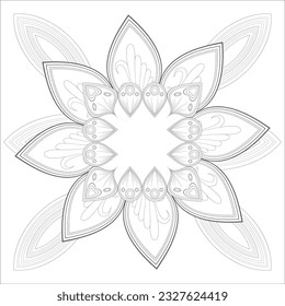 Mandala art for Coloring Books. Hand drawn flowers in zentangle style for t-shirt design or tattoo and coloring book