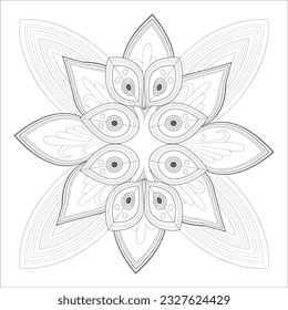 Mandala art for Coloring Books. Hand drawn flowers in zentangle style for t-shirt design or tattoo and coloring book