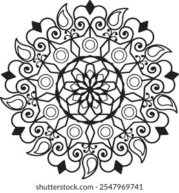 Mandala art for colouring book, Mandala art biik vector illustration