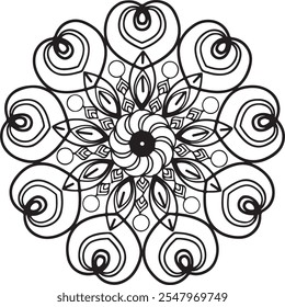 Mandala art for colouring book, Mandala art biik vector illustration