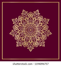 Mandala art with dark color background. Vector illustration
