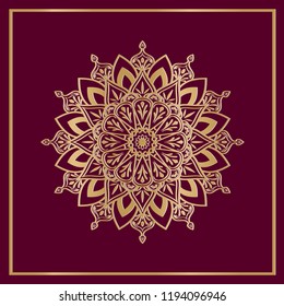 Mandala art with dark color background. Vector illustration