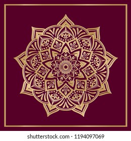 Mandala art with dark color background. Vector illustration