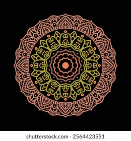 Mandala Art design in circle. Simple circle mandala design art beautiful mandala Oriental drawing. Vector illustration