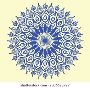Mandala art  design template blue color