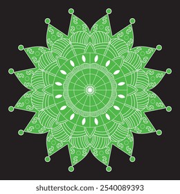 Mandala Art Design and Vector Illustration with green and white Color Theme for Decoration or Ornament Pattern