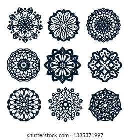 Mandala art element in pack with abstract circular ornament