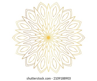 Mandala Art with golden gradient style, ornament, circle, vintage, royal, traditional,
