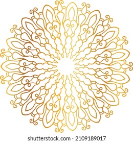 Mandala Art with golden gradient style, ornament, circle, vintage, royal, traditional,