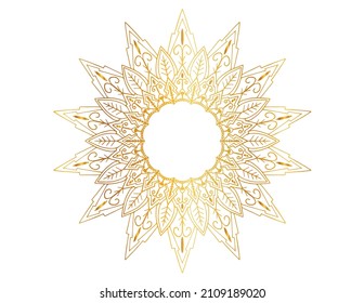Arte Mandala con estilo gradiente dorado, adorno, círculo, vintage, real, tradicional,