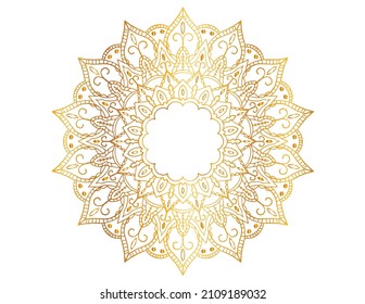 Mandala Art with golden gradient style, ornament, circle, vintage, royal, traditional,