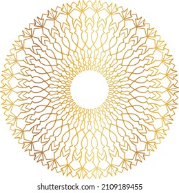 Mandala Art with golden gradient style, ornament, circle, vintage, royal, traditional,