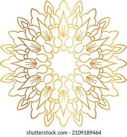 Mandala Art with golden gradient style, ornament, circle, vintage, royal, traditional,