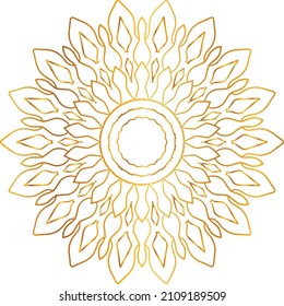 Mandala Art with golden gradient style, ornament, circle, vintage, royal, traditional,